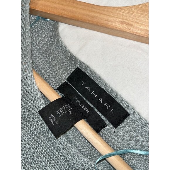 NWT Tahari Womens Mint Green 100% Linen Knit Sweater Top Size Large - Picture 6 of 8